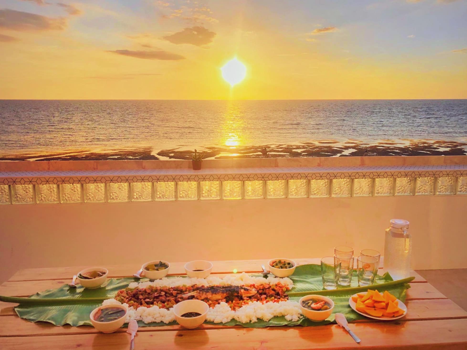beautiful sun set sky in san juan over the escape hotel balcony